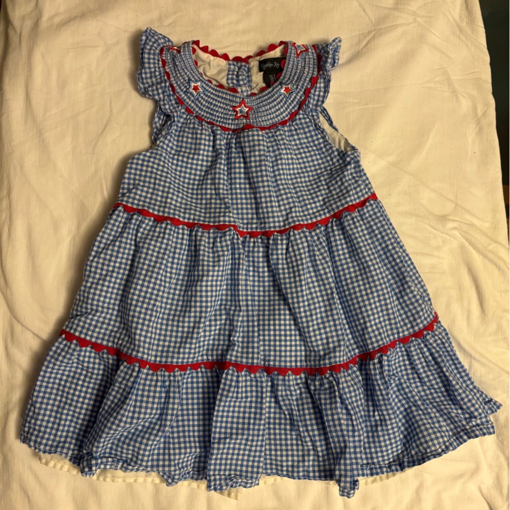 Cynthia Rowley Kids Dress with Red and Blue Details Smock Dress - Picture 3 of 6